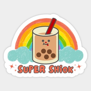 Super Shiok Bubble Tea Cute Colourful Rainbow Funny Singlish Sticker